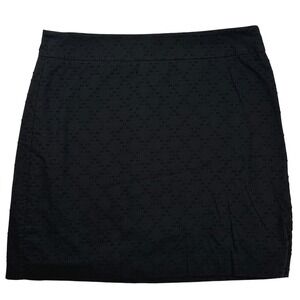 Loft Outlet Womens Black Eyelet Mini Skirt Size 8 Geometric Textured 495230